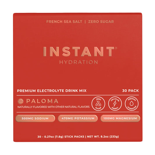 Instant Hydration Paloma powder packet ready for mix, delivering refreshing electrolytes.