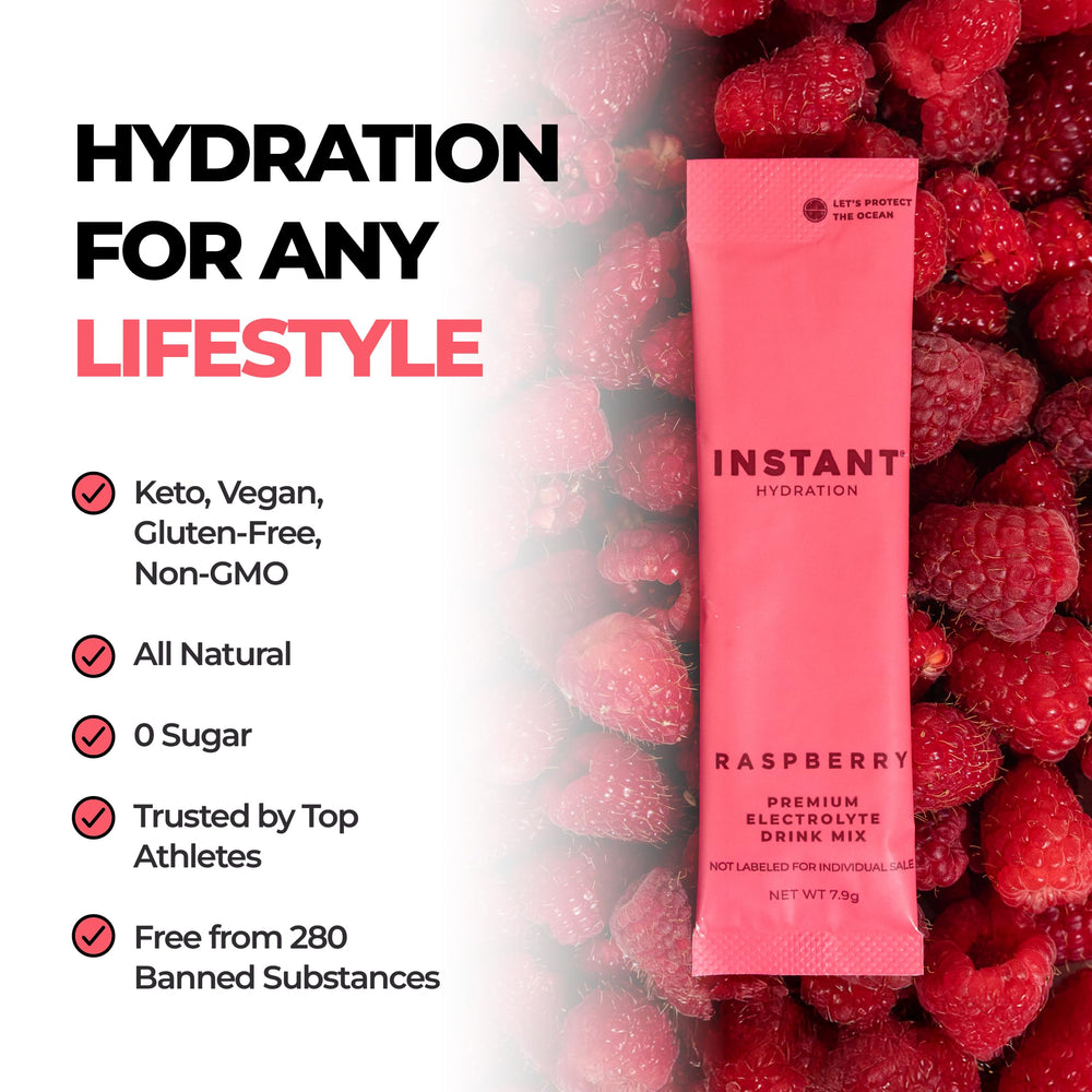 Instant Hydration raspberry drink served after workout for refreshment