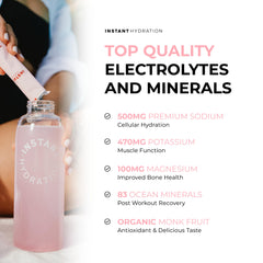 Instant Hydration watermelon powder dissolving in water for quick hydration after workouts.