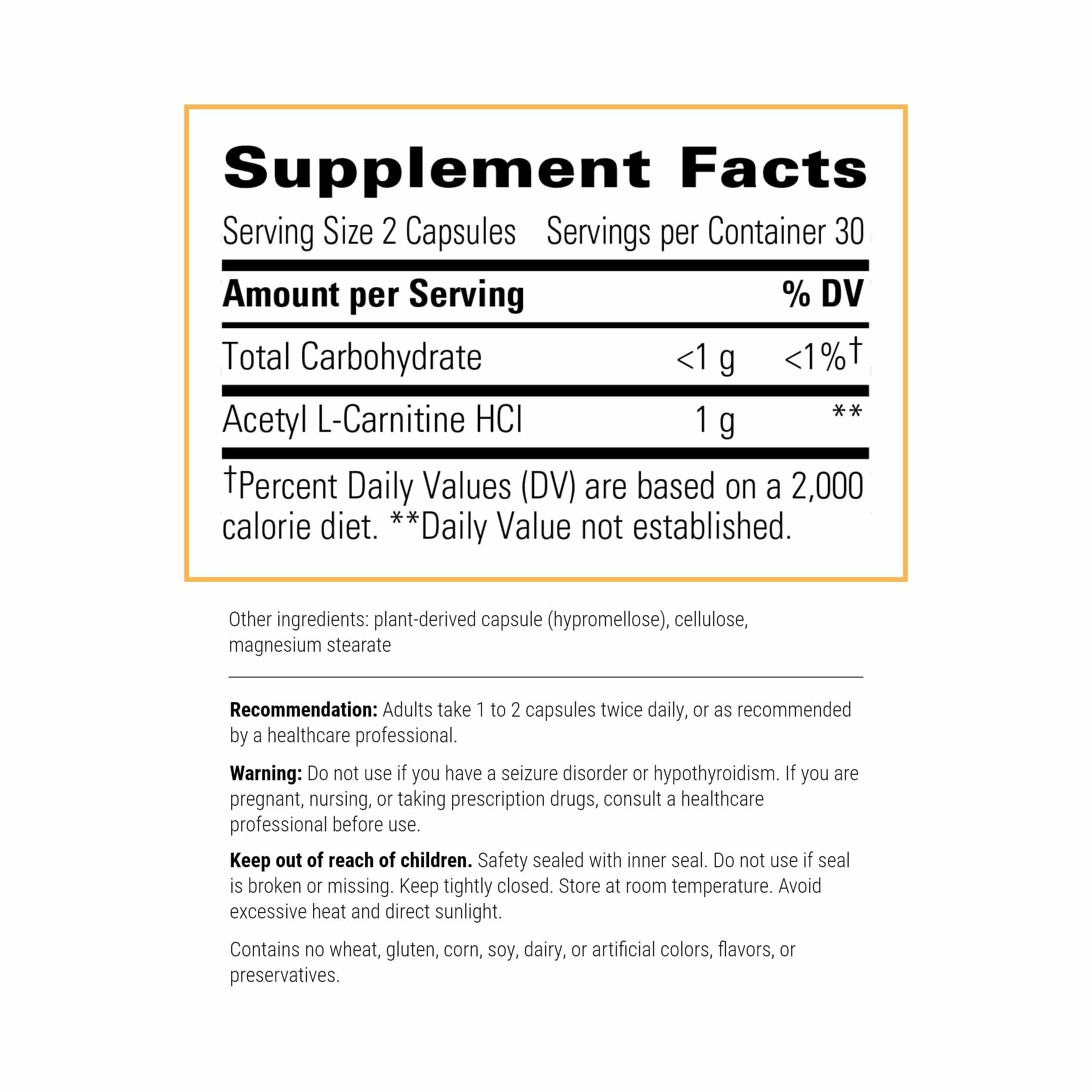 Close-up of Acetyl L-Carnitine capsules by Integrative Therapeutics