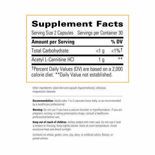 Close-up of Acetyl L-Carnitine capsules by Integrative Therapeutics