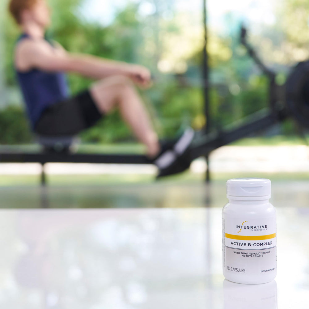 Active B-Complex capsules arranged for everyday wellness routine.