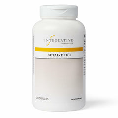 Integrative Therapeutics Betaine HCl bottle highlighting digestive support benefits