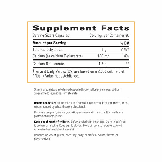 Integrative Therapeutics Calcium D-Glucarate tablet close-up showing capsule form for daily immune support.