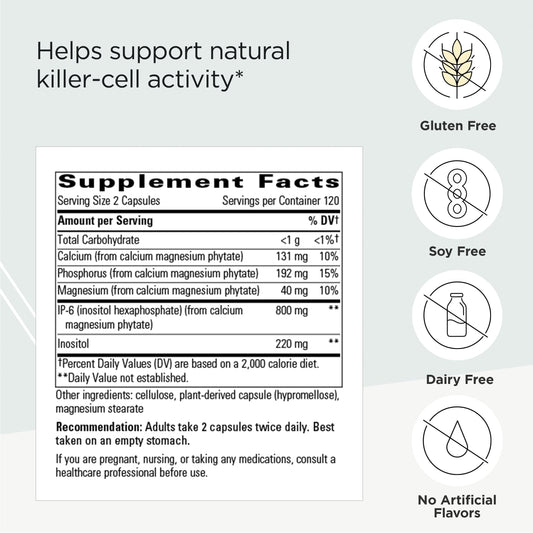 Close-up of Cellular Forte capsules highlighting IP-6 and inositol for immune health.