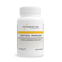 Integrative Therapeutics Cortisol Manager bottle on display supports stress relief.