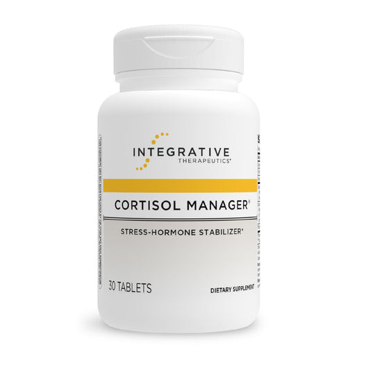 Integrative Therapeutics Cortisol Manager bottle front promotes calm support