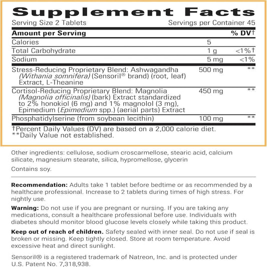 Integrative Therapeutics Cortisol Manager bottle label close-up highlights calm.