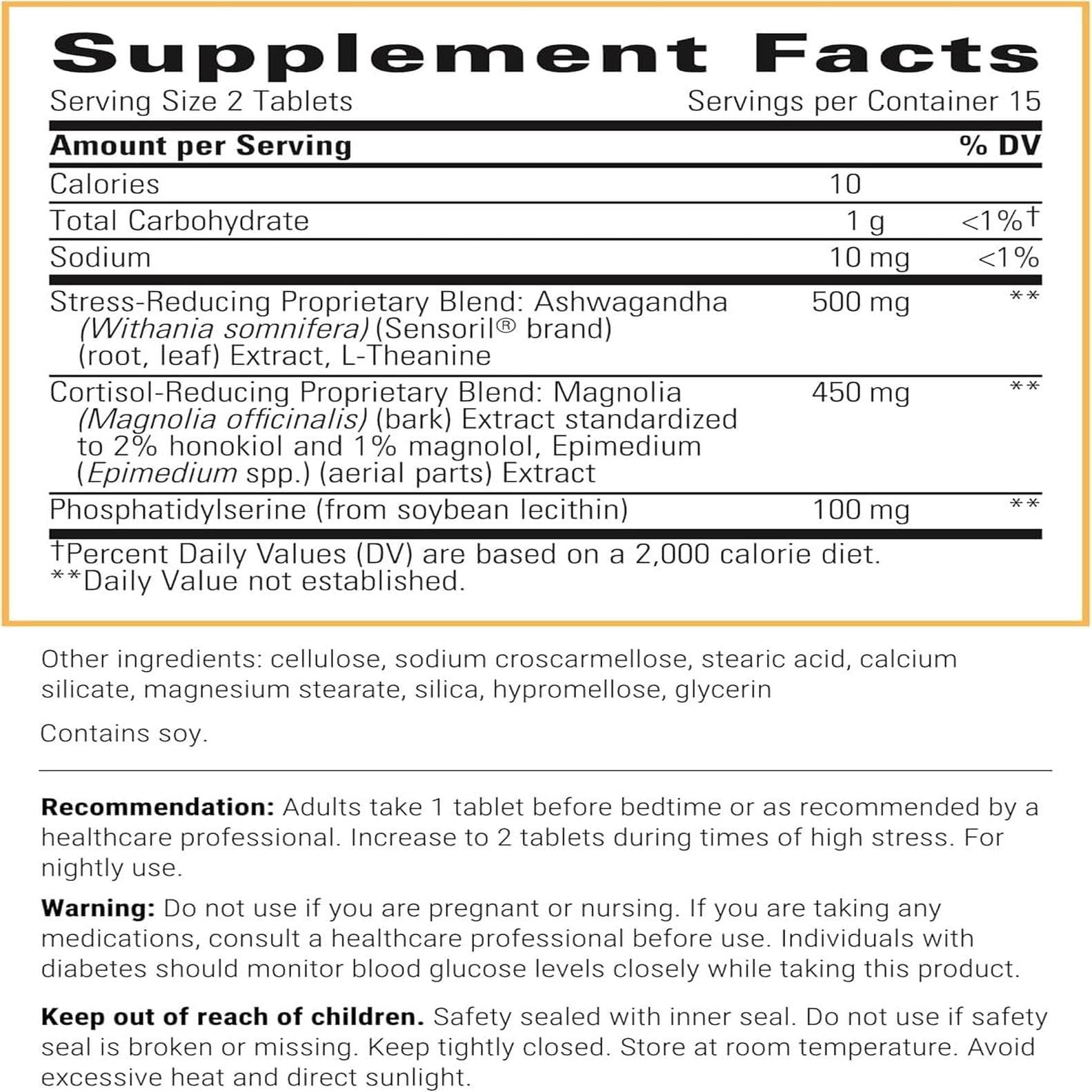 Integrative Therapeutics Cortisol Manager label closeup highlighting ingredients for stress support