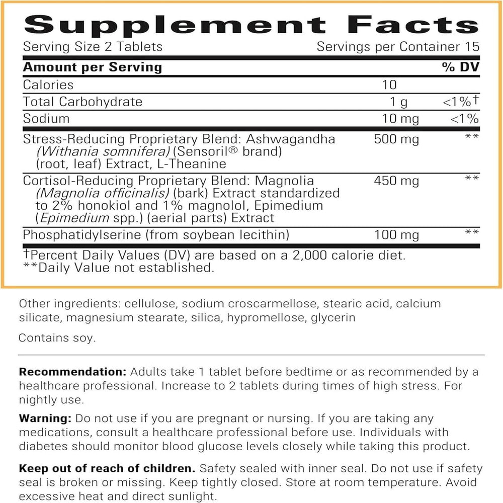 Integrative Therapeutics Cortisol Manager label closeup highlighting ingredients for stress support