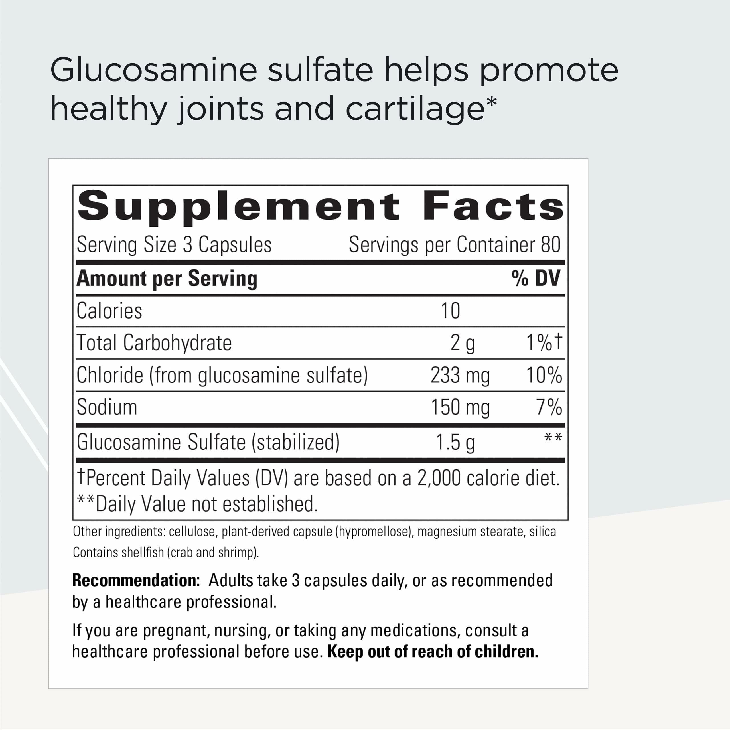 Integrative Therapeutics Glucosamine Sulfate capsules close-up for easy dosing