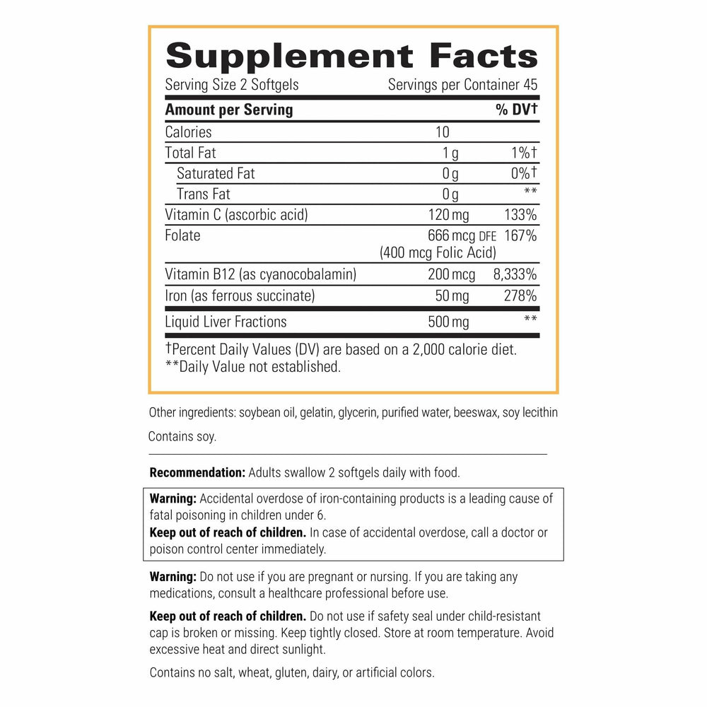 Integrative Therapeutics Iron Complex softgels close-up showing dosage form