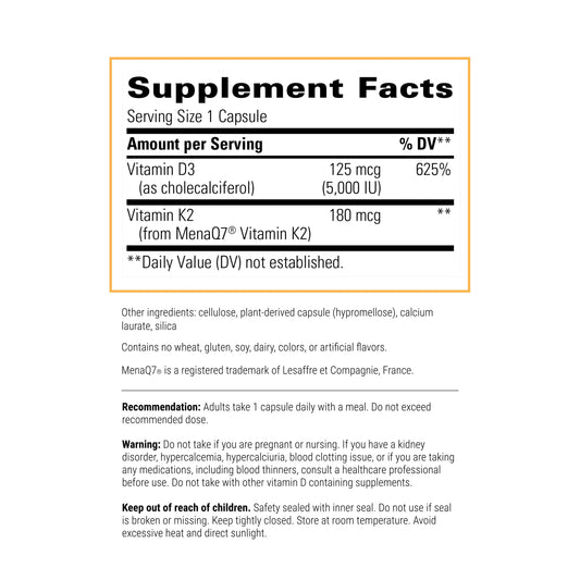 Integrative Therapeutics K2+D3 capsule close-up emphasizing calcium absorption