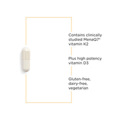 Integrative Therapeutics K2+D3 ingredients panel showing vegan formula