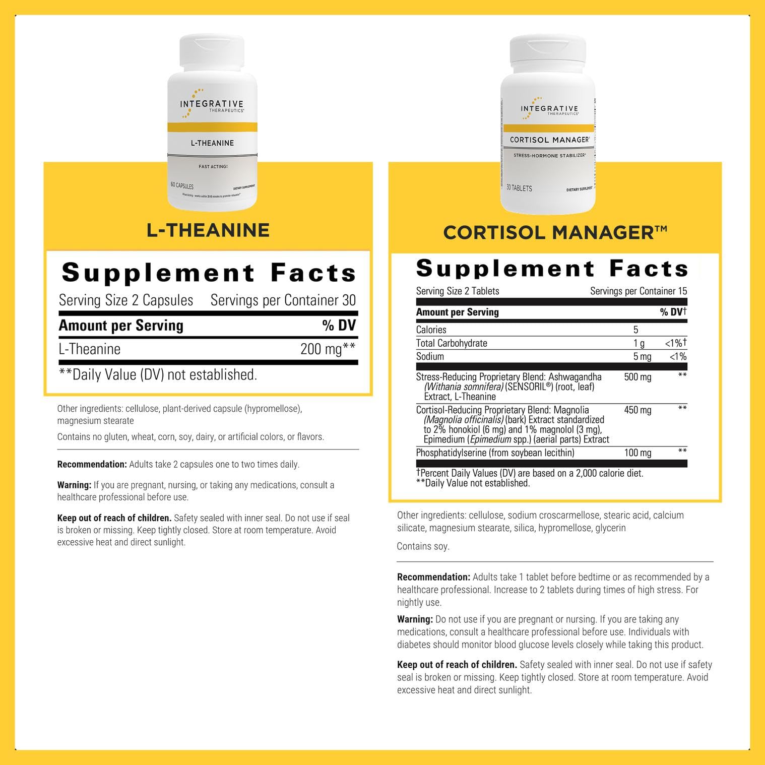 Integrative Therapeutics L-Theanine bottle promoting relaxed focus during the day