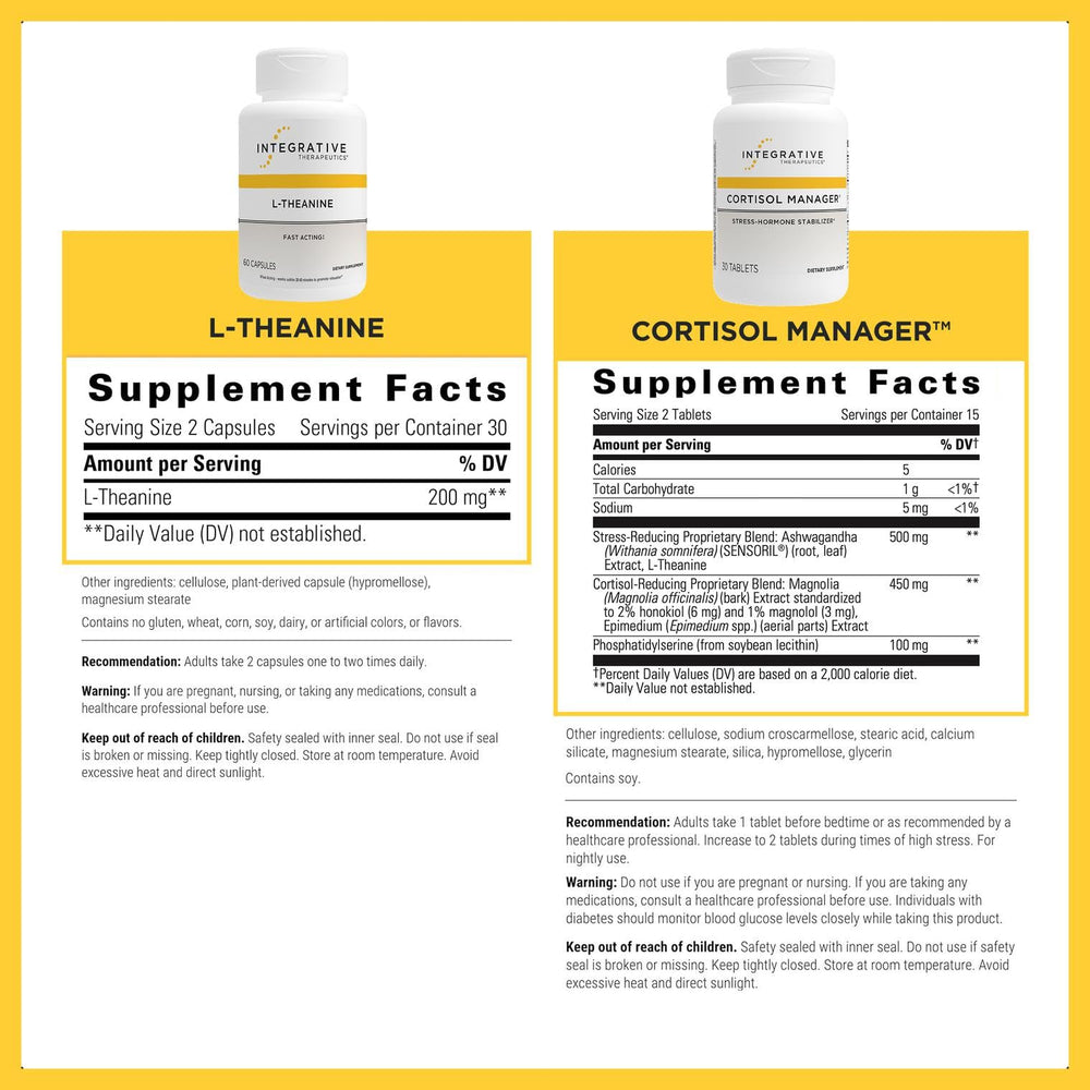 Integrative Therapeutics L-Theanine bottle promoting relaxed focus during the day