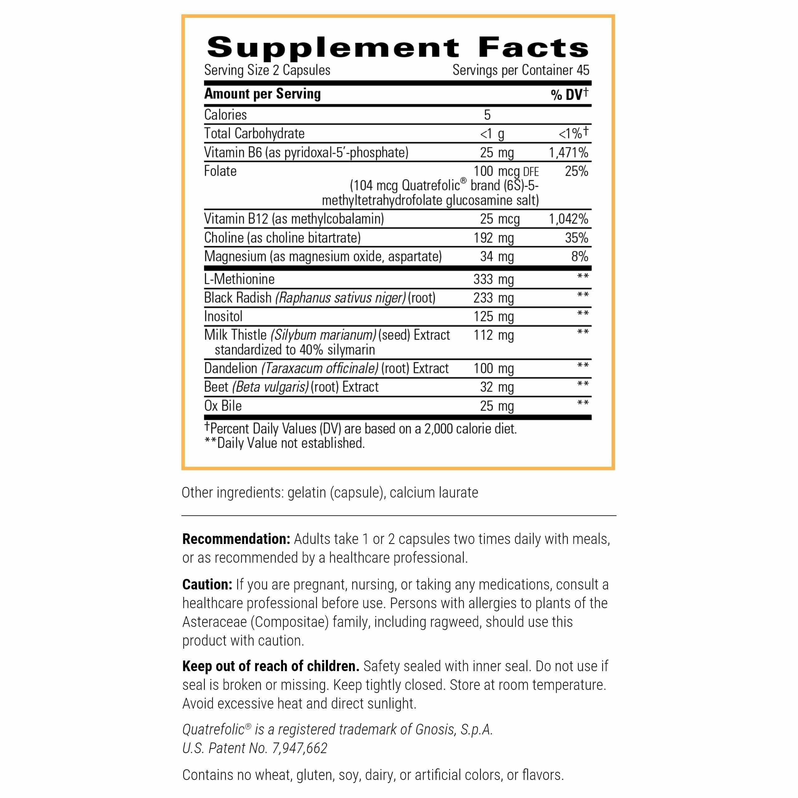 Integrative Therapeutics Lipotropic Complex capsules for liver support.