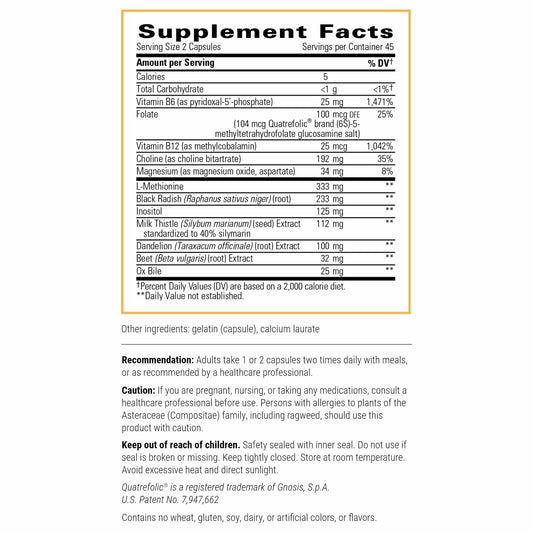 Integrative Therapeutics Lipotropic Complex capsules for liver support.