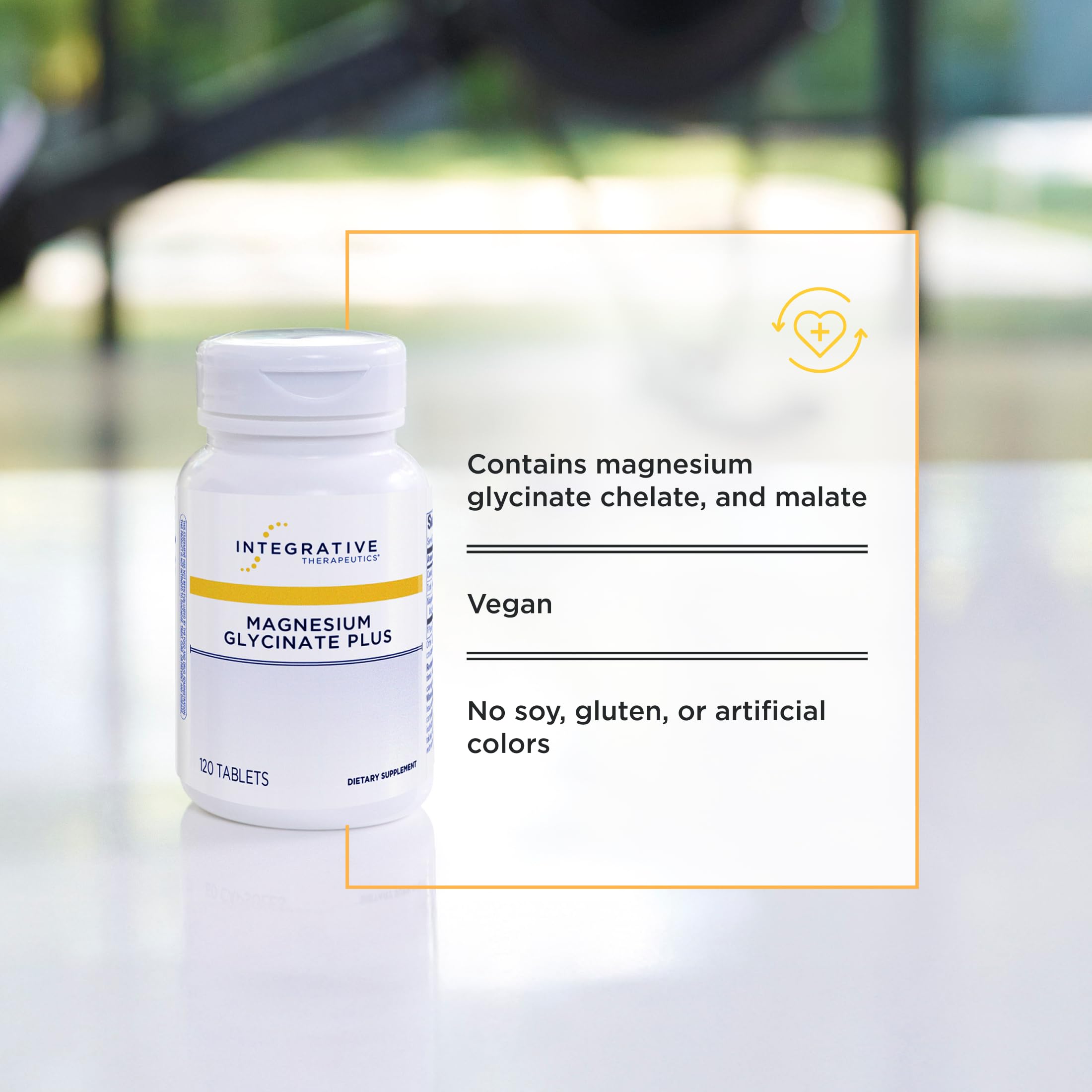 Integrative Therapeutics Magnesium Glycinate Plus label highlighting bisglycinate and malate blend