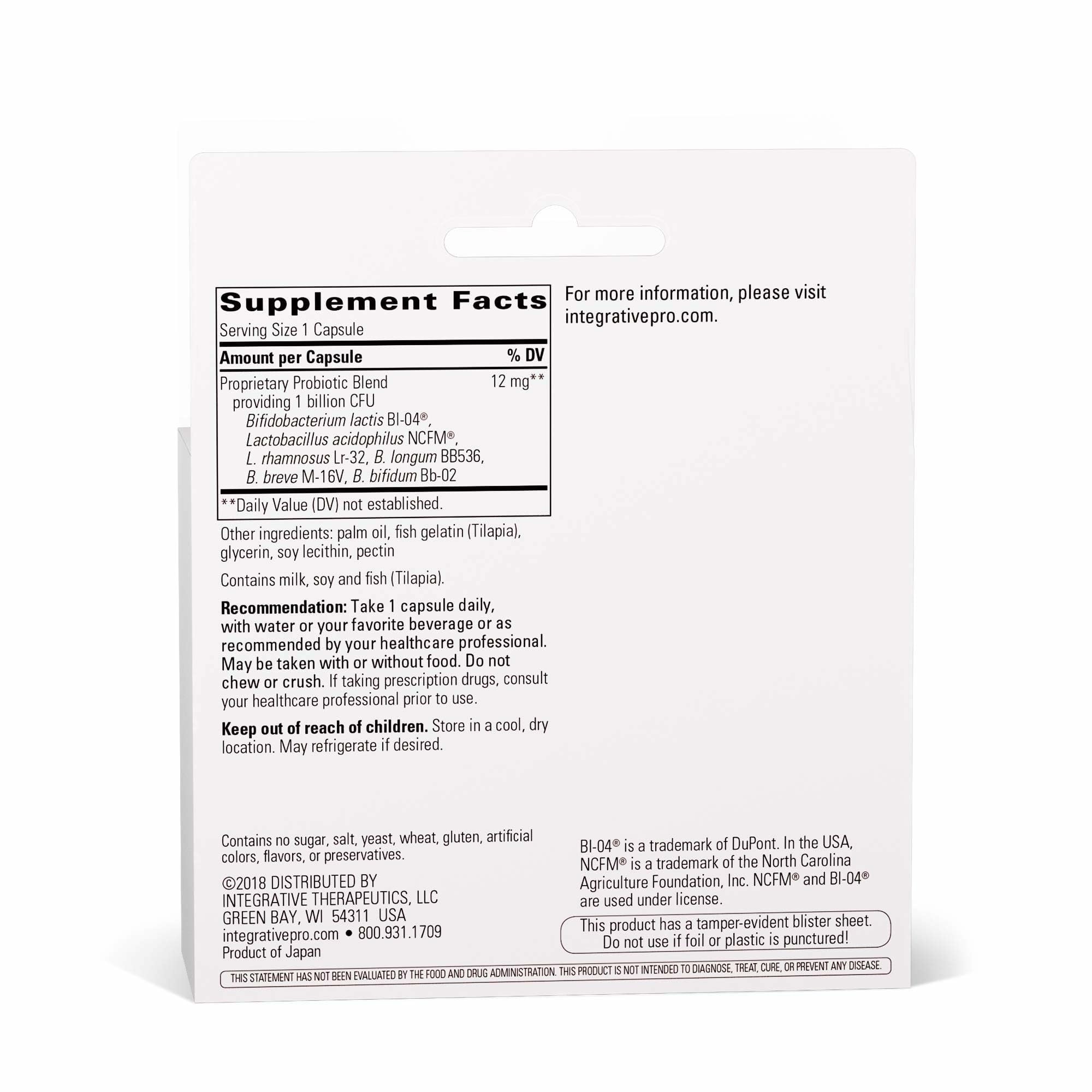 Close-up of Pro-Flora Concentrate capsules highlighting probiotic delivery to the gut.