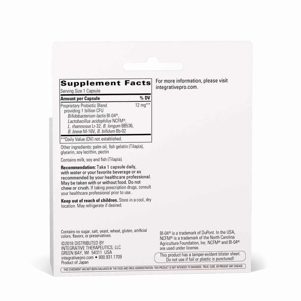 Close-up of Pro-Flora Concentrate capsules highlighting probiotic delivery to the gut.