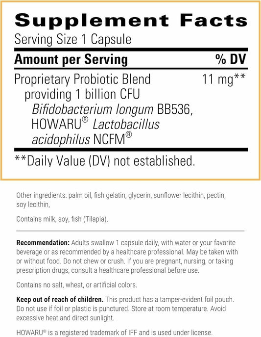 Integrative Therapeutics Probiotic Pearls capsules closeup highlighting easy-to-take capsules.