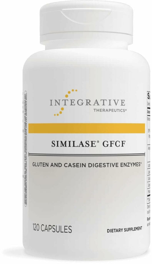 Integrative Therapeutics Similase GFCF bottle front shows dairy-free enzyme support.