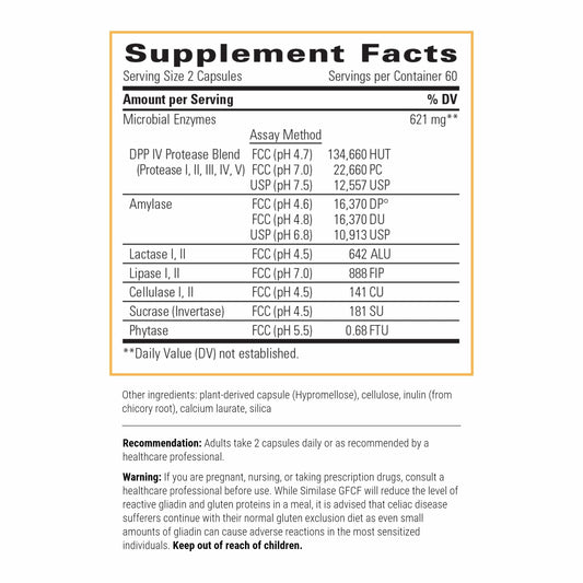 Integrative Therapeutics Similase GFCF label highlights gluten and casein digestion support.