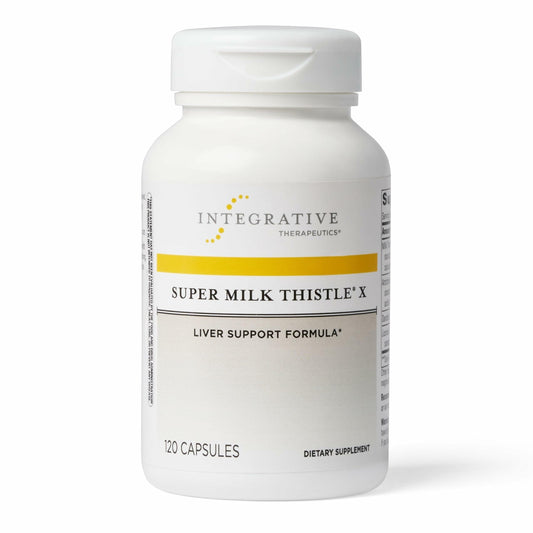 Integrative Therapeutics Super Milk Thistle X bottle front for liver health support.
