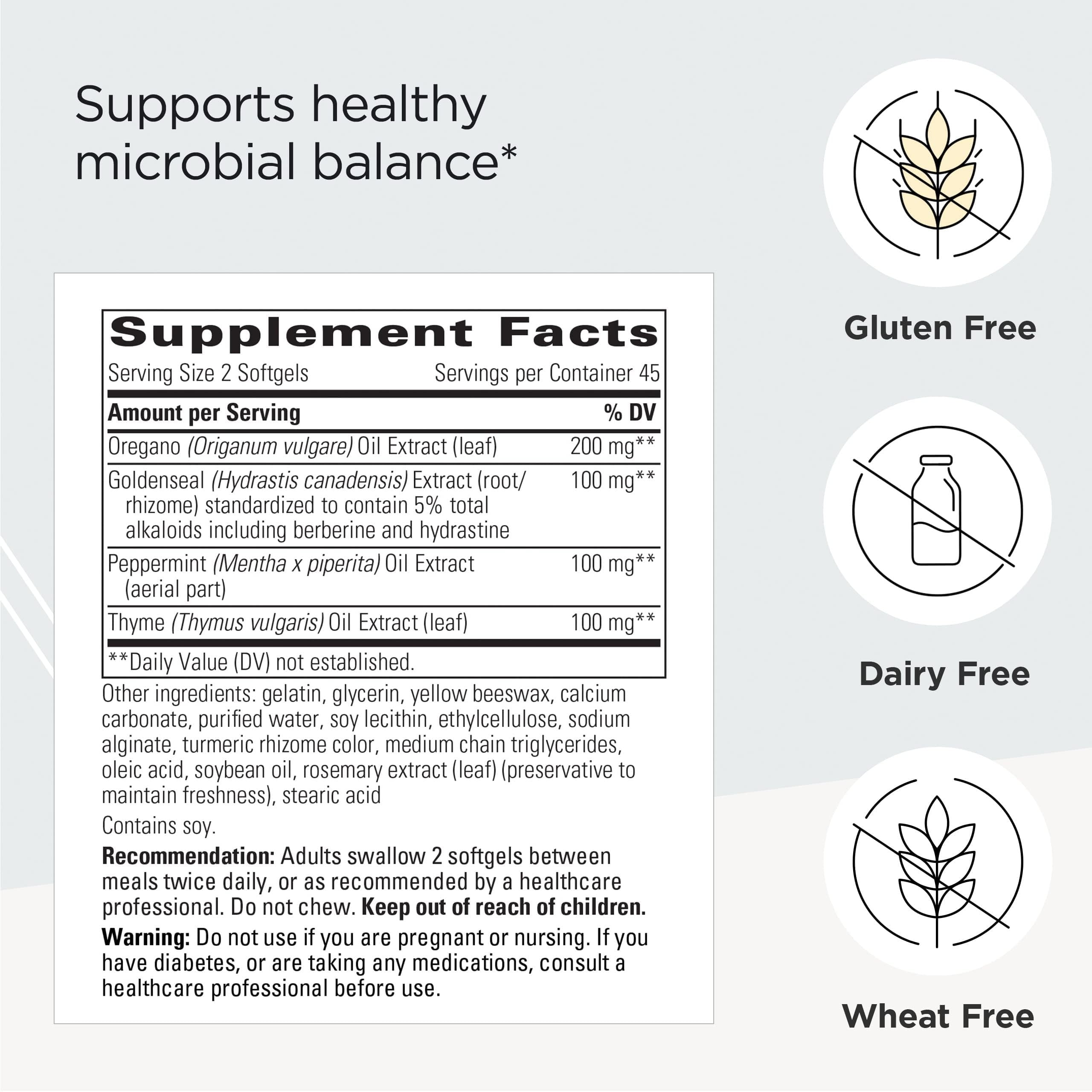 Herbal blend with oregano in Integrative Therapeutics Y Formula
