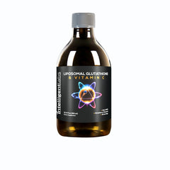 Intelligent Labs Liposomal Glutathione + Vitamin C bottle front shows dosage options for daily support.