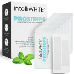 Intelliwhite ProStrips pack shot highlights enamel-safe whitening formula