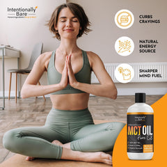 Intentionally Bare MCT Oil ingredient closeup—organic coconut base, simple ingredients.