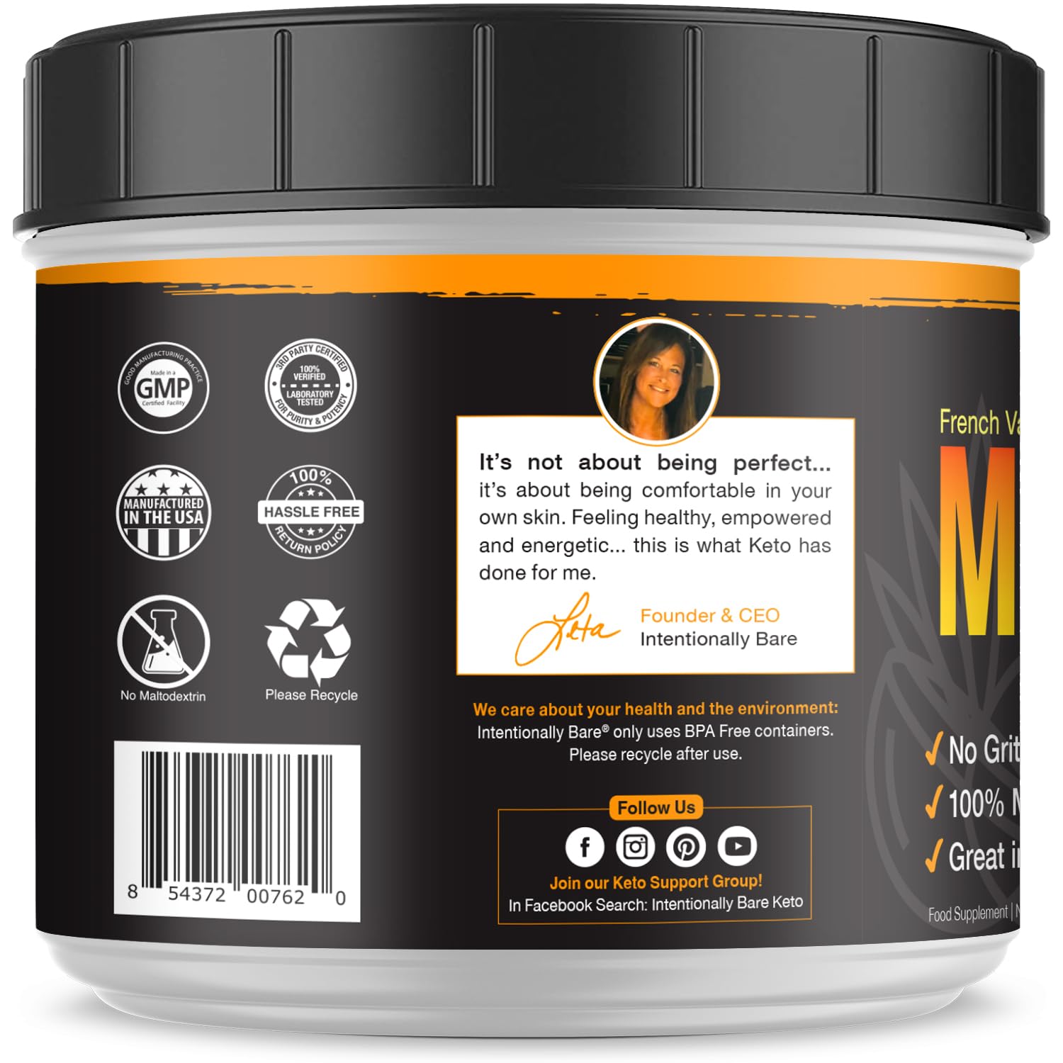 Intentionally Bare MCT Oil Powder baking dish demonstrates keto-friendly recipes