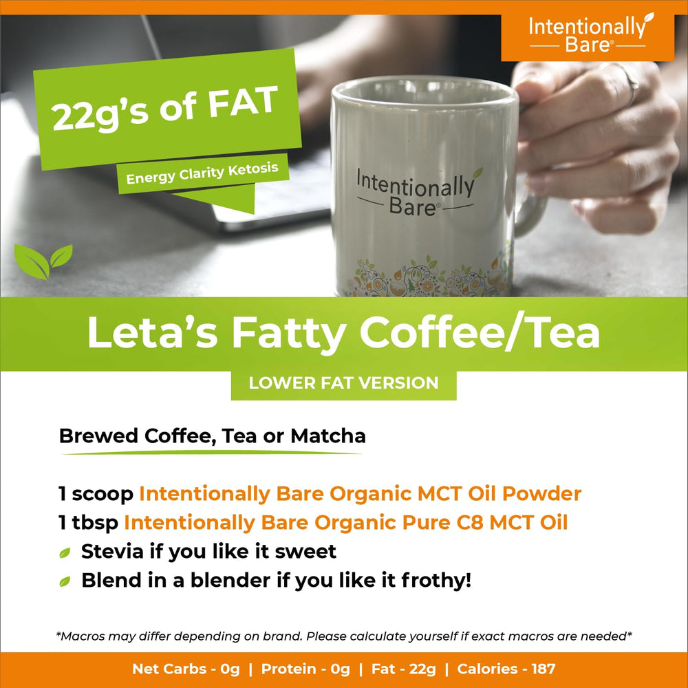 Intentionally Bare MCT Powder measuring scoop demonstrates precise daily serving.