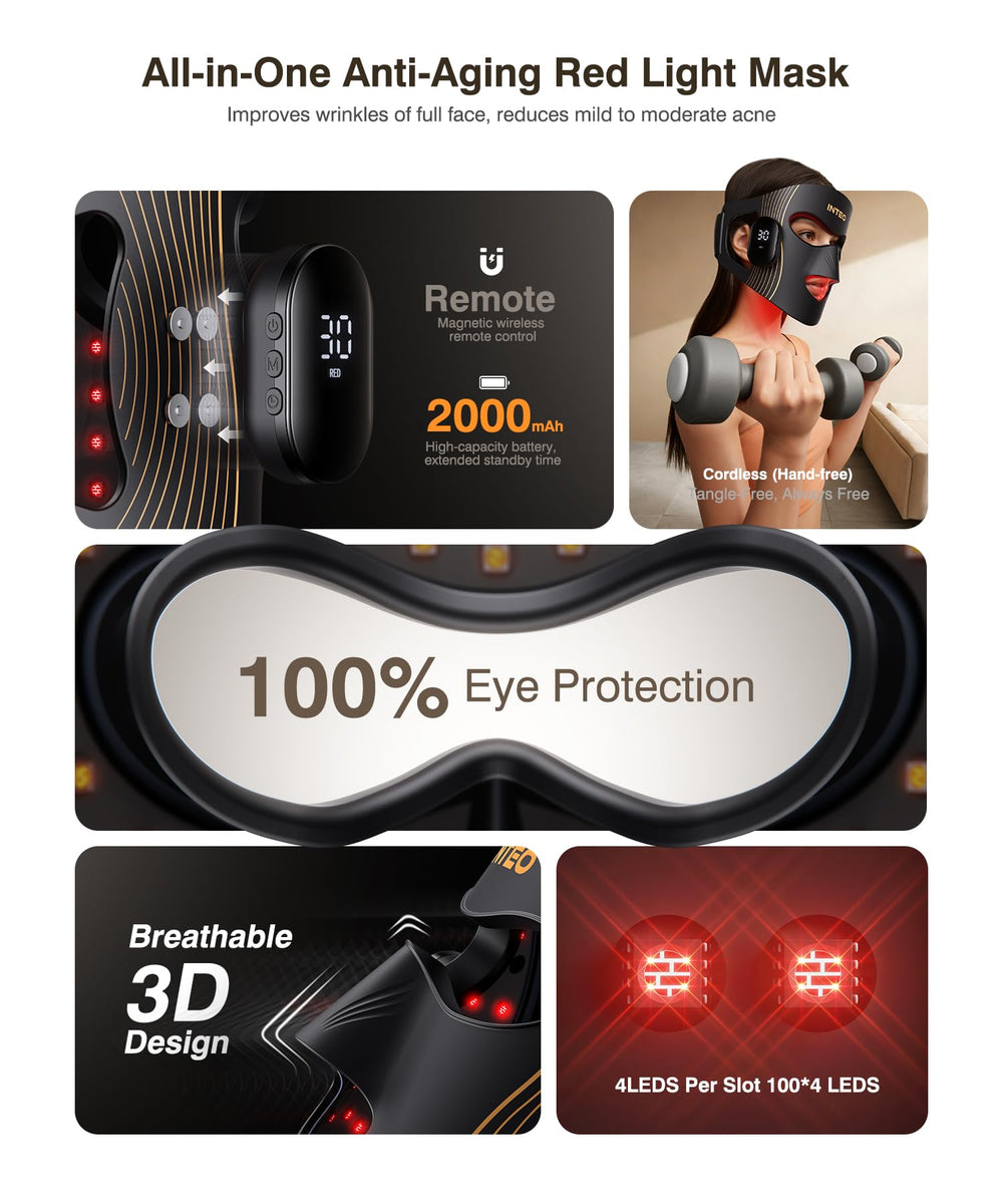 INTEO built-in blackout eye mask protects eyes during treatment.