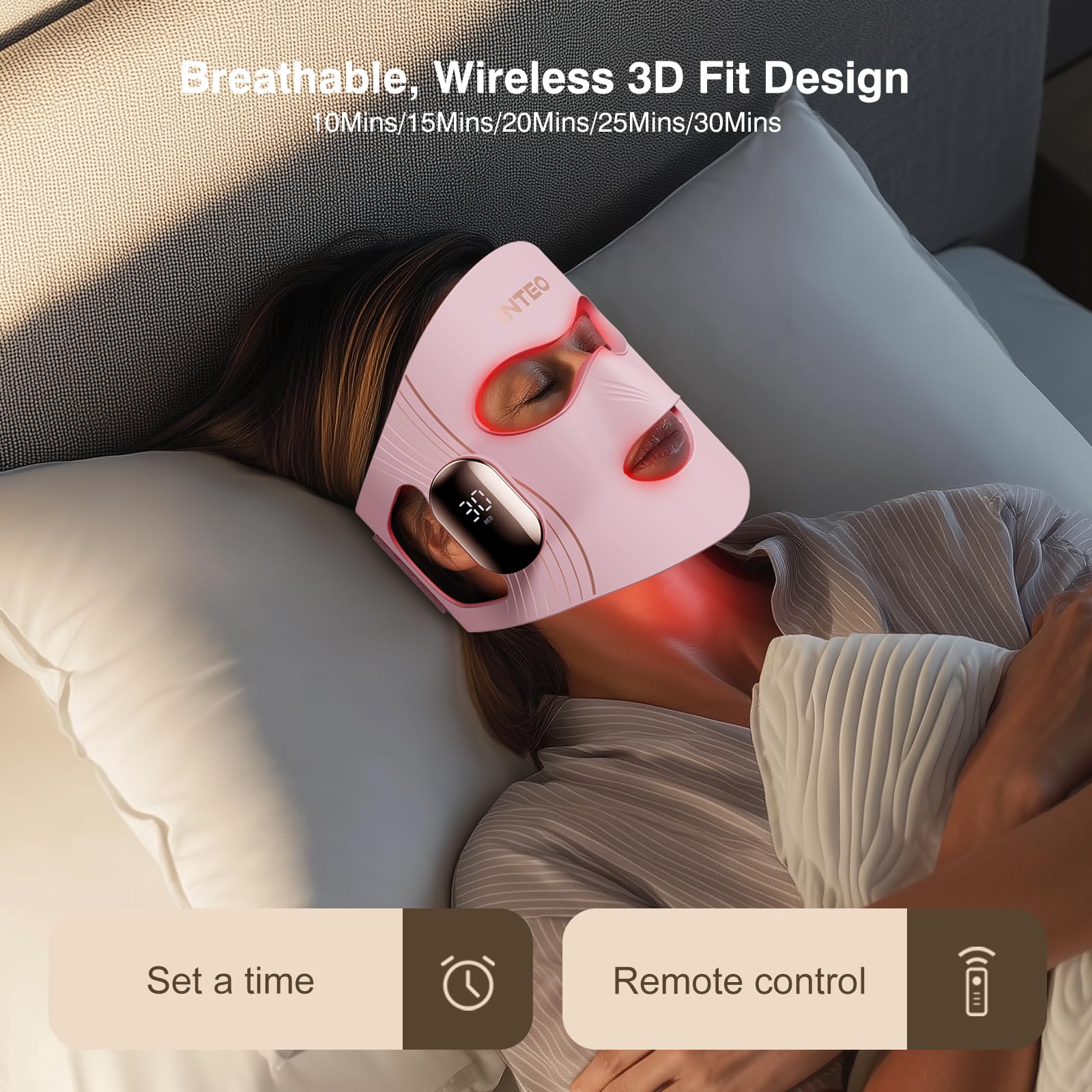 INTEO four mode color lights illustrating versatile therapy options for daily use.