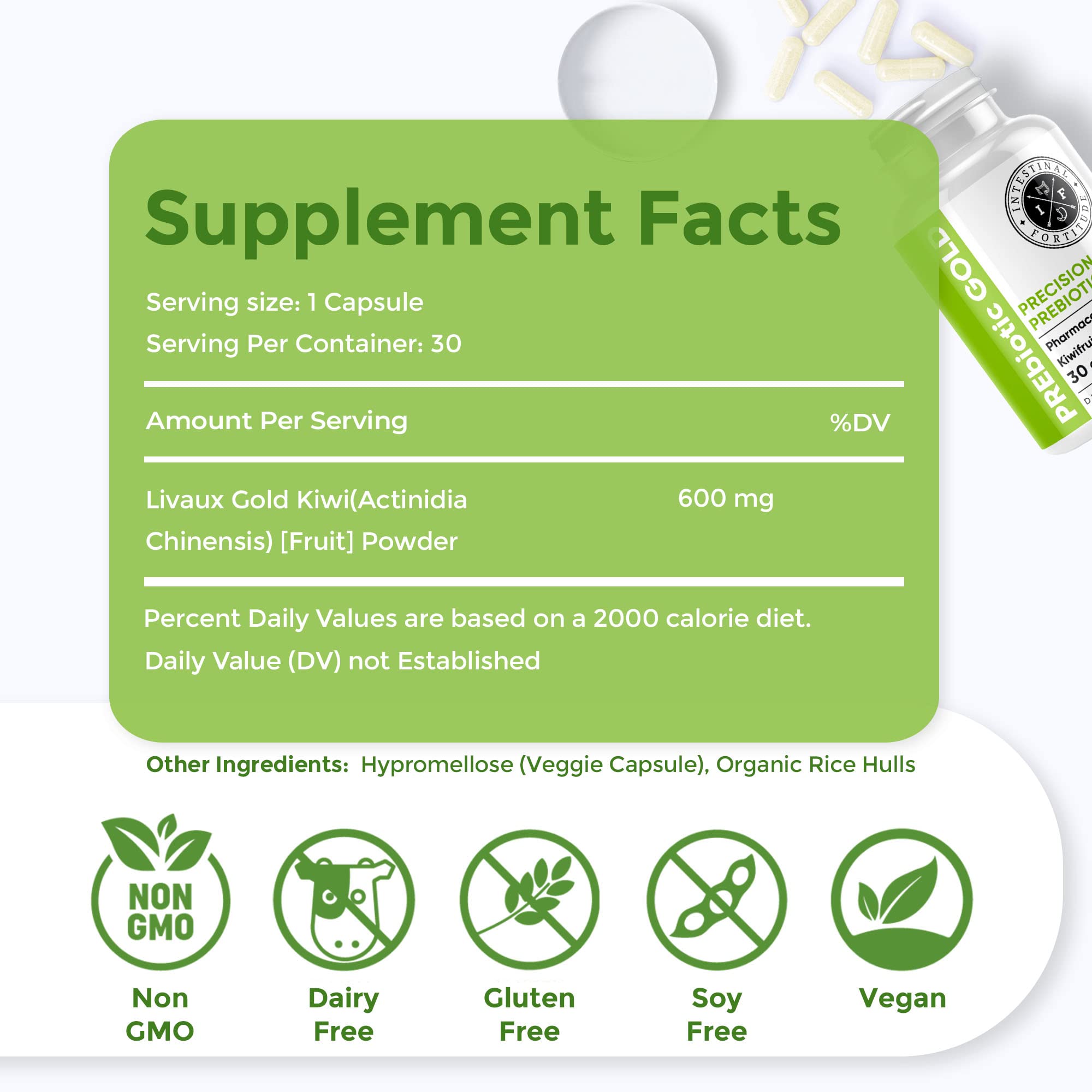 Intestinal Fortitude dairy-free capsules for daily digestive support