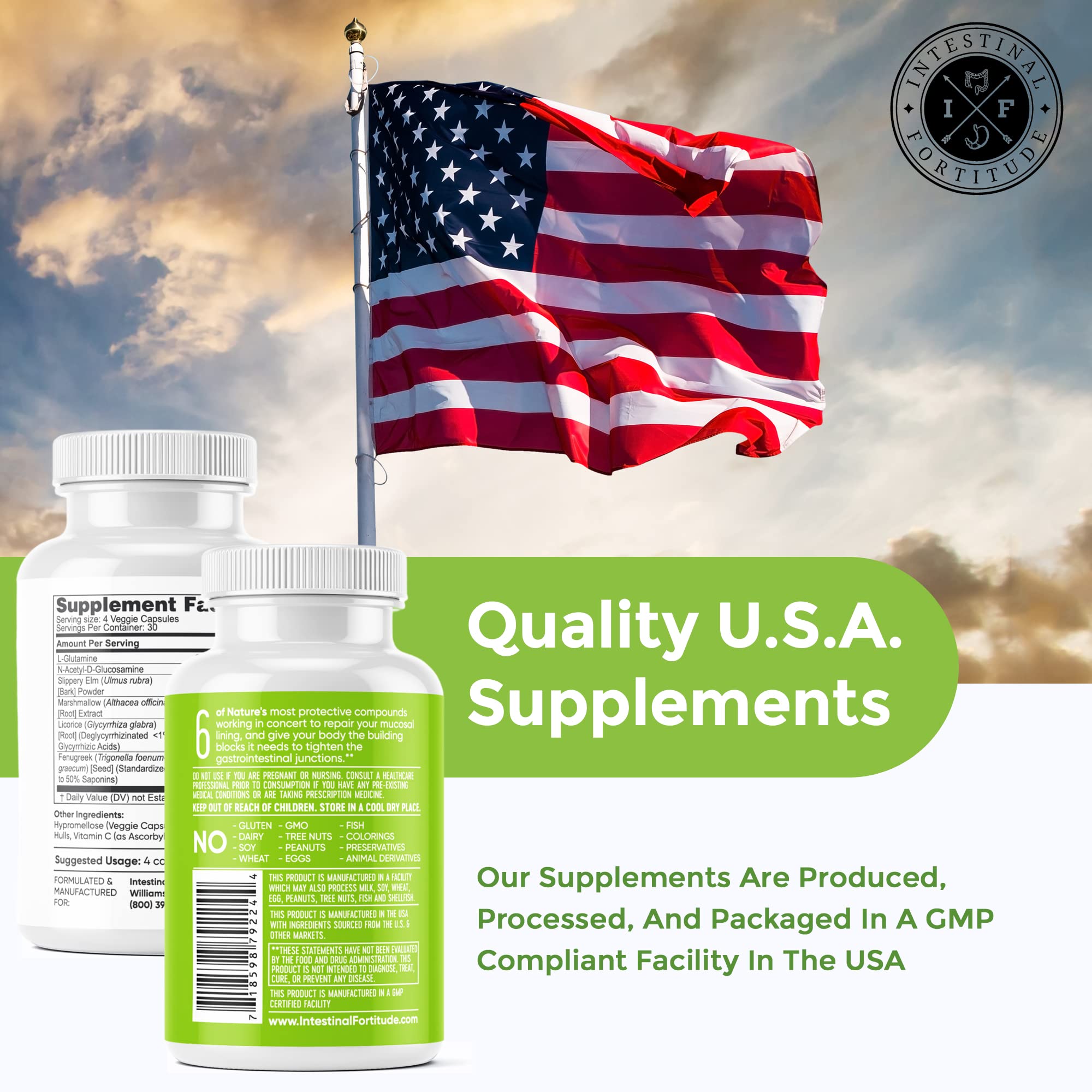 Intestinal Fortitude GLR-6 vegan capsules ready for daily use.