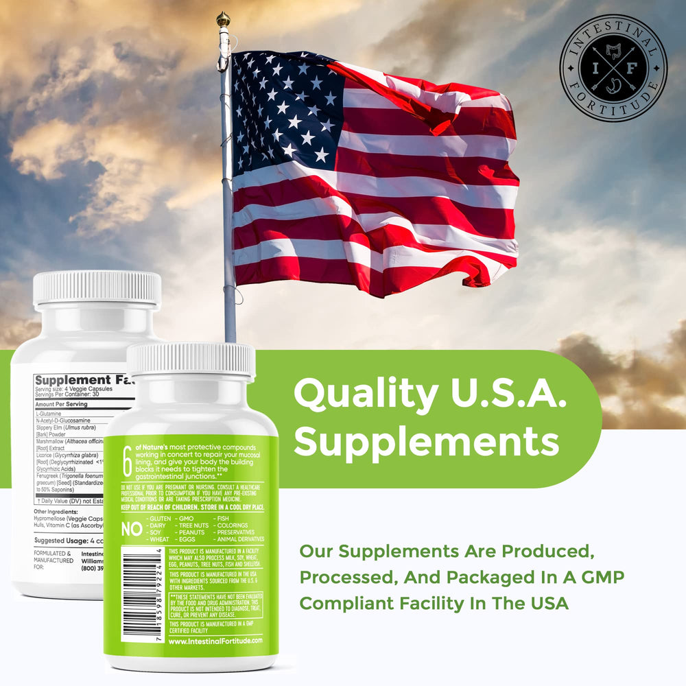 Intestinal Fortitude GLR-6 vegan capsules ready for daily use.