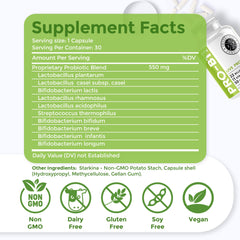 Intestinal Fortitude PRO-B11 bottle side label shows gluten-free and dairy-free ingredients.