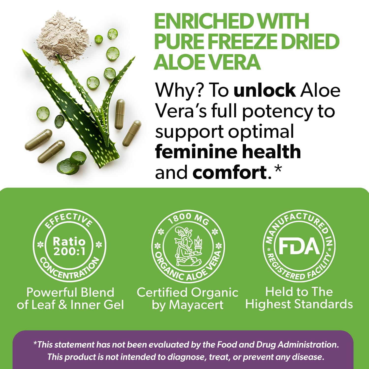 Intimate Rose ingredients panel featuring aloe vera, D-Mannose, and calcium.