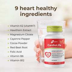 Intra CardioLife ingredients label highlights VitaMK7 and hawthorn