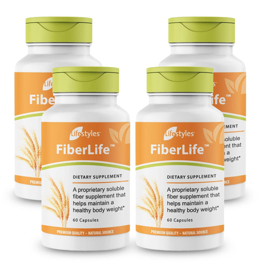 Intra FiberLife bottle close-up highlighting soluble fiber for digestive comfort and heart health.