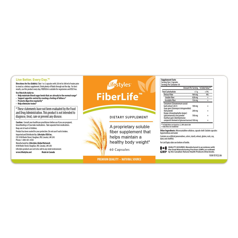 Intra FiberLife packaging label—Canada-made quality.