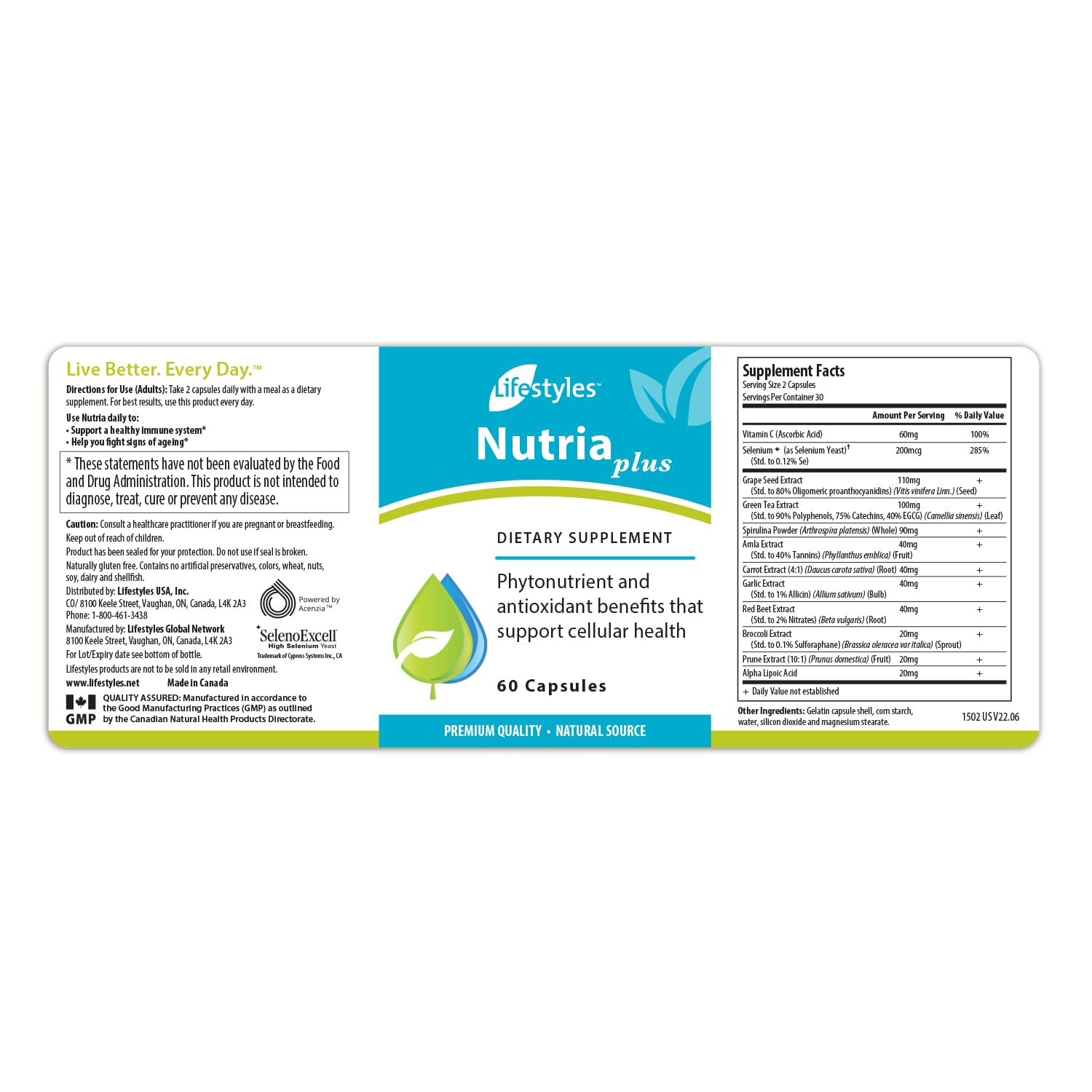 Intra NutriaPlus bottle with water — convenient gut-friendly daily nutrition.