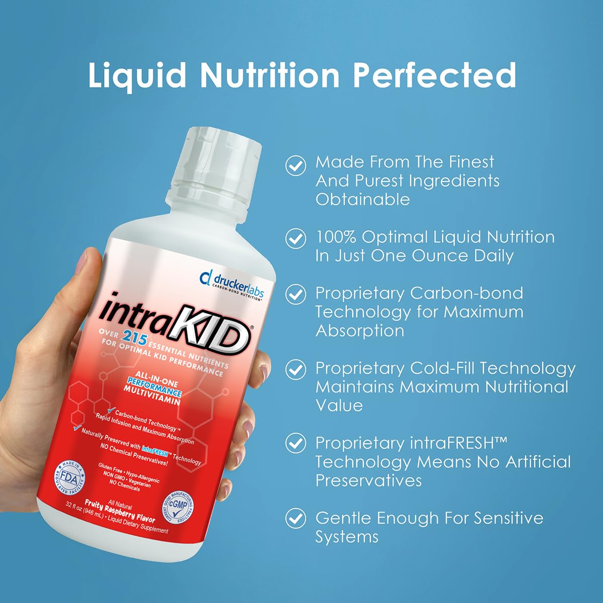 Dosing syringe demonstrates kid-friendly administration for easy daily use.