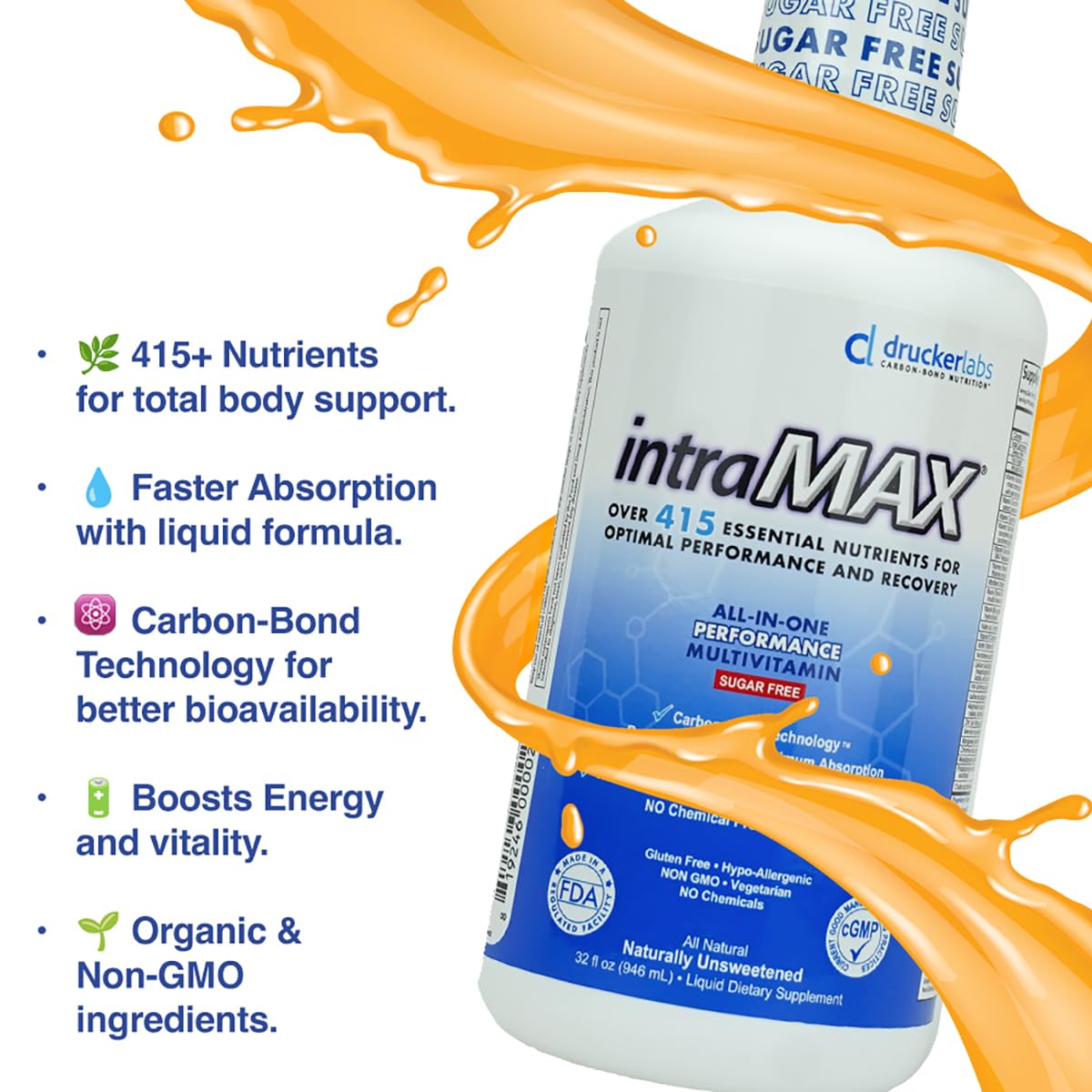 Intramax Drucker Labs bottle on kitchen counter in daily wellness routine.