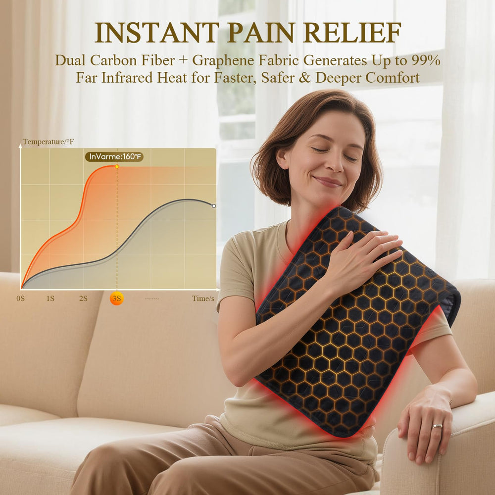 InVarme plush fabric cover provides soft touch while delivering steady infrared warmth.