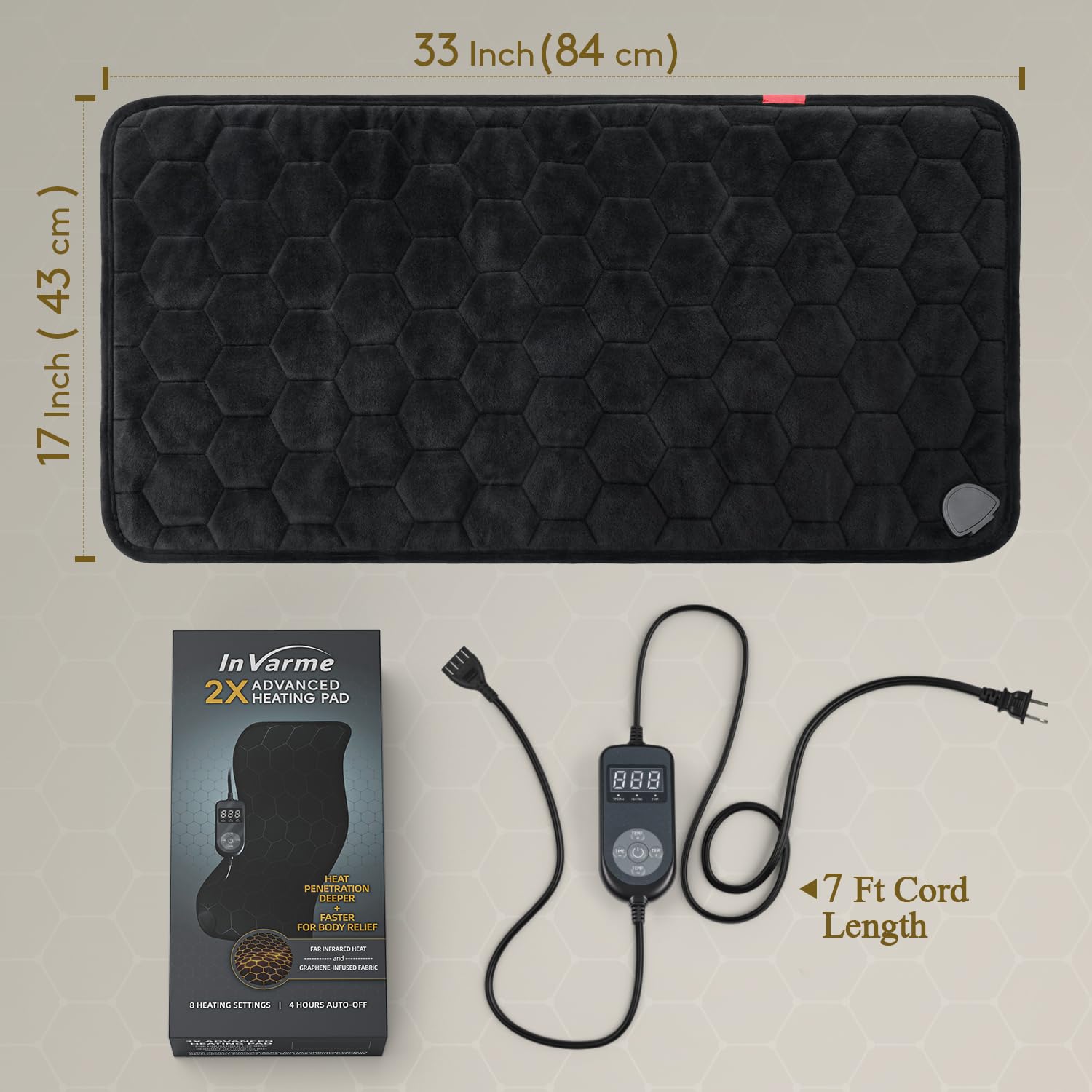 InVarme heat pad includes a temperature chart for quick reference.